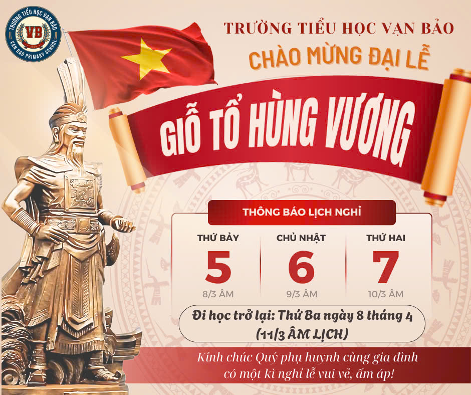 THÔNG BÁO NGHỈ LỄ GIỖ TỔ HÙNG VƯƠNG 10/3.